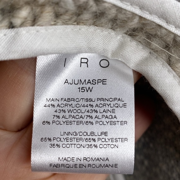 IRO Ajumaspe Wool/Alpaca Blend Boucle Zip Front Jacket IT 34 - Picture 8 of 8